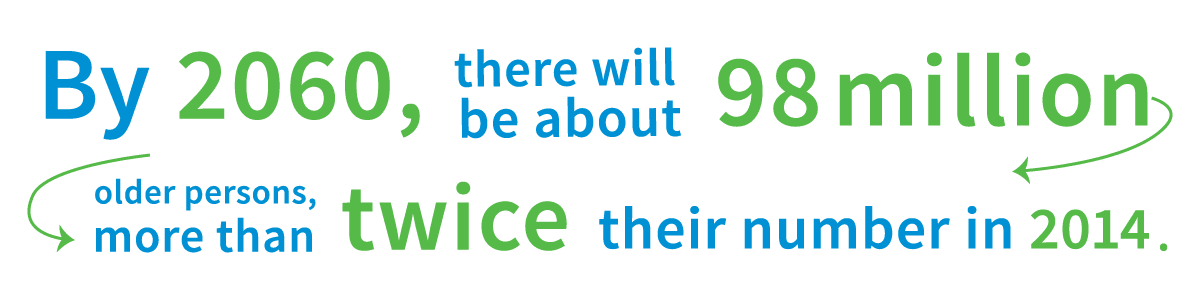 By 2060, there will be about 98 million older persons, more than twice their number in 2014